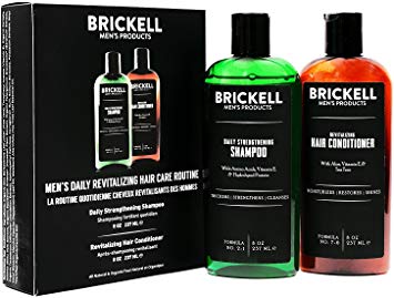 Brickell Men’s Daily Revitalizing Hair Care Routine, Mint and Tea Tree Oil Shampoo, Strength and Volume Enhancing Conditioner, Natural and Organic