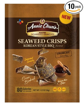 Annie Chun's Seaweed Crisps, Korean BBQ, 1.27 Ounce (Pack of 10)