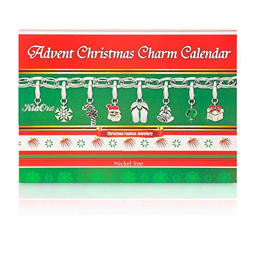 Mouttop B07DTH858R, 24 Day Advent Calendar with Christmas Fashion Jewellery 22 Charms with 1 Bracelet and 1 Necklace, Multicolor
