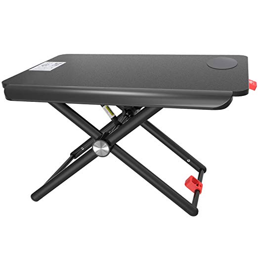 HUANUO Standing Desk Converter - Adjustable Standing Desk with Cup Pad,5 Height Levels - Black Sit-Stand Desk for Any Laptop or Notebook up to 17 Inches