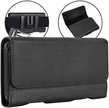 BECPLT iPhone 12 Pro Max Holster Case, Nylon Belt Clip Case Belt Holster Cell Phone Pouch with ID Card Cover Holder for iPhone Xs, 11 Pro, X, Galaxy S20 S10 S8 S9, Note 10 (Fits w/Thin Case On)