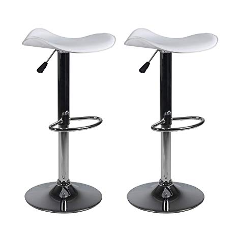 Milliard Bar Stools | Set of 2 | Height Adjustable 21.5" - 30" | Counter Height | White