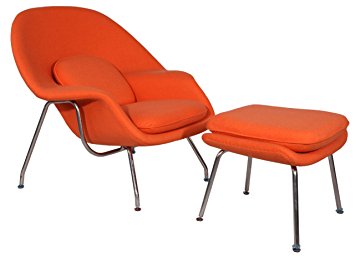 MLF Eero Saarinen Womb Chair and Ottoman, Premium Cashmere and High Density Foam Cover on Fiberglass