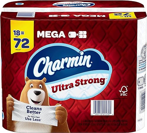 Charmin Ultra Strong Toilet Paper 18 Mega Rolls, 242 Sheets Per Roll White