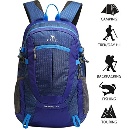 Camel Lightweight Hiking Backpack Outdoor Trekking Travel Daypacks Waterproof and Durable