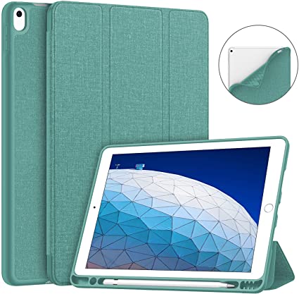 Soke iPad Air 3 Case 2019 with Pencil Holder, Premium Smart Case, Strong Protection, Auto Sleep/Wake, Ultra Slim Soft TPU Back Cover for iPad Air 3rd Generation 2019/iPad Pro 10.5 2017 (Lake Blue)