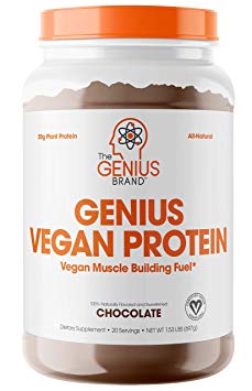 Genius Vegan Protein Powder – Plant Based Lean Muscle Building Shake | Best Pea   Pumpkin Protein Sources – Ideal Lean Body Shake for Men & Women – All in One Nutritional Sport Drink (Dairy Free)