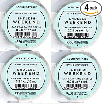 Bath and Body Works 4 Pack Endless Weekend Scentportable Fragrance Refill. 0.2 Oz.