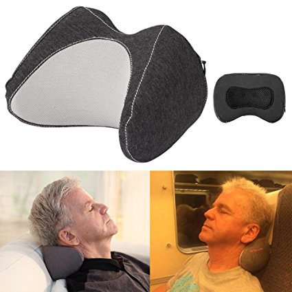 Compact Neck Pillow for Travel Sleep, Car Headrest Pillow with Comfortable and Breathable Memory Foam, with Strong Support for Neck and Cheek, Perfect for Train, Plane, Car Trip, Suitable for Ages