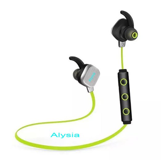 Bluetooth Headsets - Alysia® Earphones Stereo Wireless Bluetooth 4.1 Sports Headphone And Microphone, Magnet Attraction Technology, Ultra-light, Waterproof, English Voice Prompt