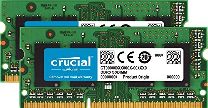 Crucial 16GB Kit 8GBx2 DDR3-1600 MTs PC3-12800 204-Pin SODIMM Notebook Memory CT2KIT102464BF160B  CT2CP102464BF160B