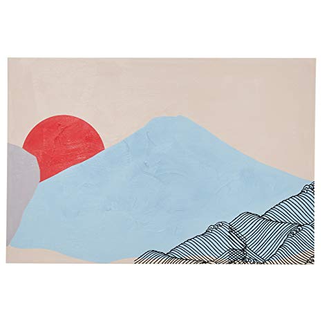 Rivet Mid Century Modern Abstract Mountain Landscape Wall Art Décor on Canvas - 30 x 60 Inches