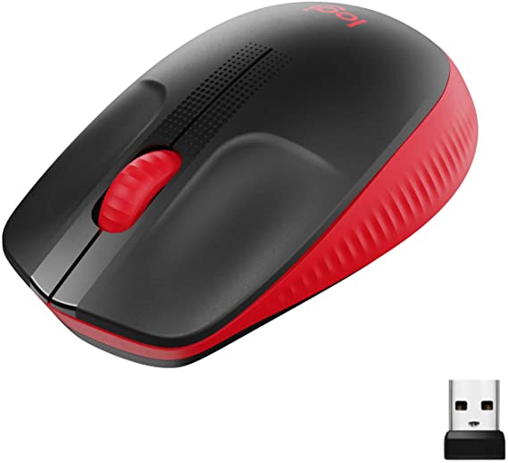 Logitech Wireless Mouse M190, Full Size Ambidextrous Curve Design, 18-Month Battery with Power Saving Mode, USB Receiver, Precise Cursor Control   Scrolling, Wide Scroll Wheel, Scooped Buttons - Red