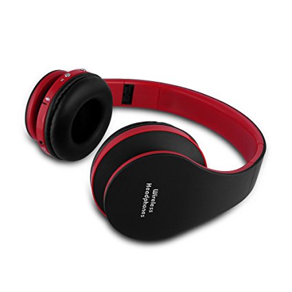 FX-Victoria Foldable Wireless Bluetooth Stereo Headphone Headset with Mic, Red
