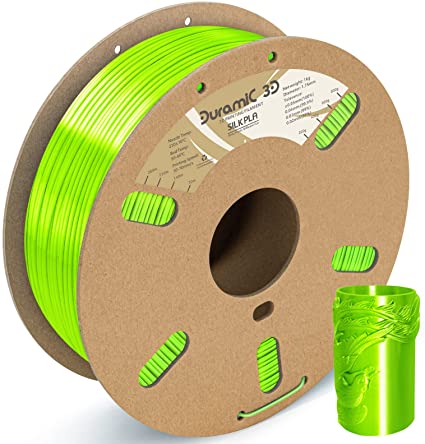 Duramic 3D Shiny Silk PLA Filament 1.75mm Neon Green, Shiny Neon Green PLA Filament Dimensional Accuracy  /- 0.05 mm 1kg Spool(2.2 lbs)
