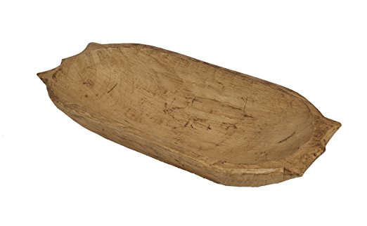 Rustic Primitive Deep Wooden Dough Bowl w/ Handles-Batea