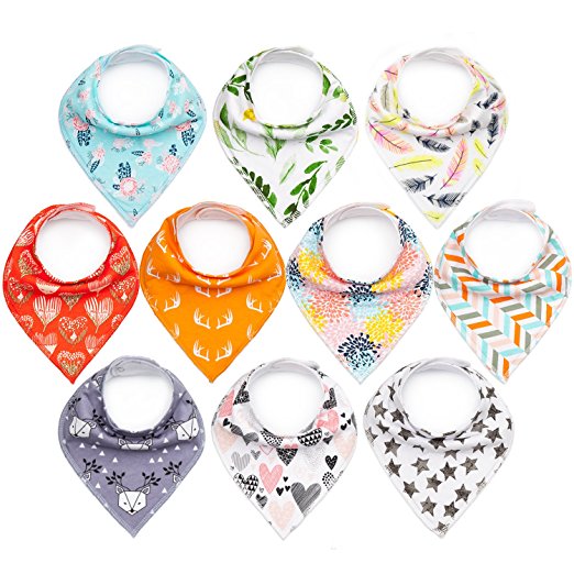 10-Pack Baby Bandana Bibs Upsimples Baby Girl Bibs for Drooling and Teething, 100% Cotton, Soft and Absorbent Hypoallergenic Bibs | Baby Shower Gift - “Modern Set”
