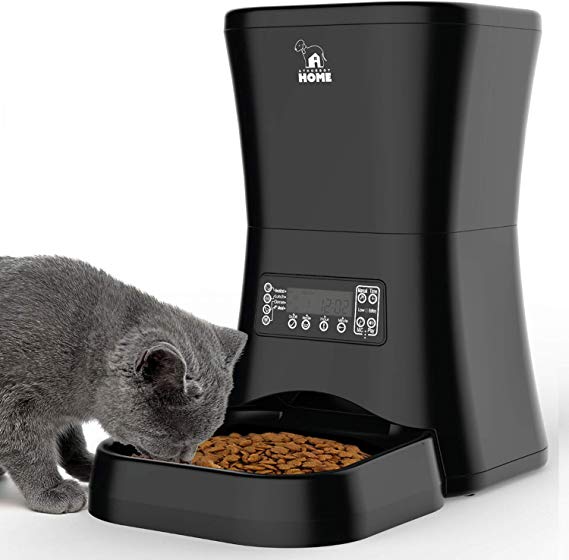 HICTOP Automatic Pet Feeder | Auto Pet Dog Timed Programmable Food Dispenser Feeder for Medium Small Pet Puppy Kitten - Portion Control Up to 4 Meals/Day 7L(Black)