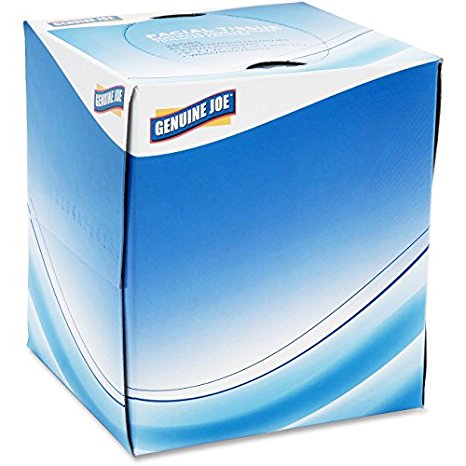 Genuine Joe GJO26085 Cube Box Facial Tissue, 2-Ply, 85 per Box, White (Pack of 36)