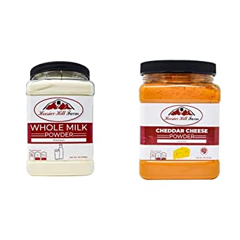 Hoosier Hill Farm All American Whole Milk Powder, 2 Pound & Gourmet Cheddar Cheese Powder, 1 Pound