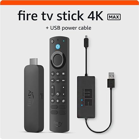 Amazon Fire TV Stick 4K Max with USB Power Cable (eliminates the need for AC adapter)