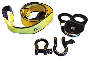 3", 8' Tree Saver, Tow Strap with 2-Pack D Ring Shackles and 10 Ton Snatch Block