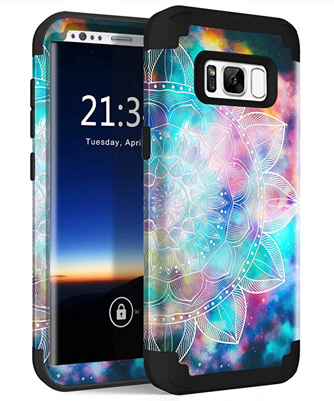 PIXIU for Galaxy S8 case, Shockproof Hybrid High Impact Hard Plastic Soft Silicon Rubber Armor Protective case Cover for Galaxy s8 2017 Releasemandala