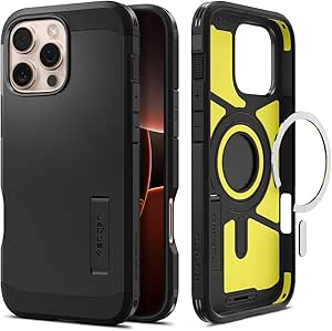 Spigen Tough Armor (AI) MagFit Case for iPhone 16 Pro Max, Compatible with MagSafe Accessories - Black