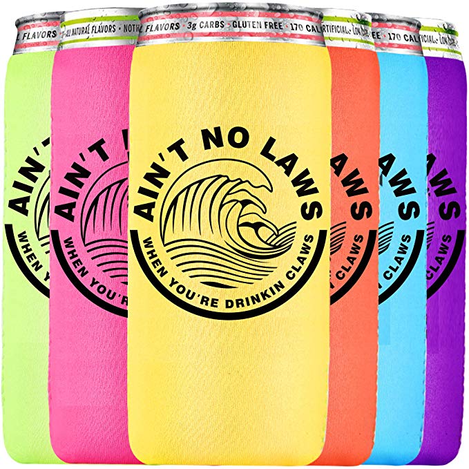 (6-PCS) White Claw Slim Can Cooler Sleeve for 12OZ Drinks, Ain’t No Laws When You Are Drinking Claws, Beer Cans Coolie Skinny Insulators for White Claw Michelob Ultra Red Bull