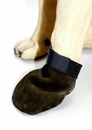 Mitten Style Suede Leather Dog Boots, Color: Brown, Size: Med