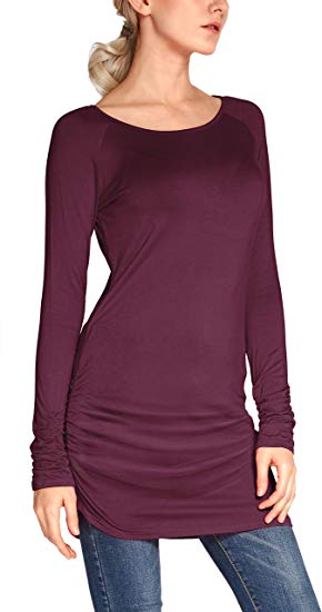 Urban CoCo Women's Casual T-Shirt Long Sleeve Solid Tunic Tops Slim Fit