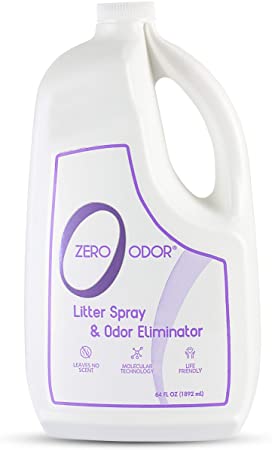 Zero Odor Litter Odor Eliminator - Air Cleaner, Purifier & Deodorizer - More Than an Air Freshener - Actually Eliminates Odors at a Molecular Level - Refill (64 Ounces)