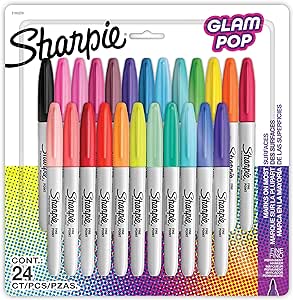 SHARPIE Glam Pop Permanent Markers, Fine Point, 24 Count