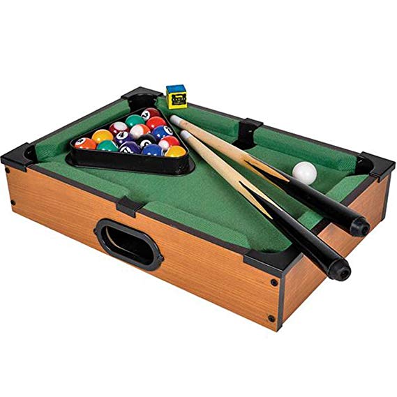 Gamie Tabletop Pool Game Set Wooden Portable Game with All Accessories Included - Great Gift Idea for Boys and Girls - Unique Desk Decoration - Fun for The Whole Family