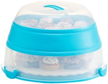 Prepworks by Progressive Collapsible Cupcake and Cake Carrier, Teal - in Amazon Frustration Free Packaging