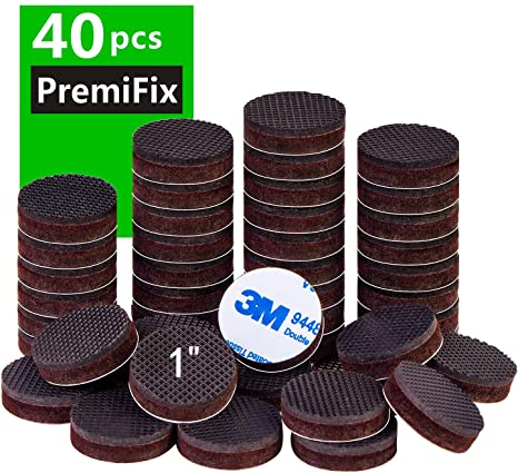 Non Slip Furniture Rubber Pads 40 Pieces 1" Anti Slip Furniture Pads Hardwood Stopper Self Adhesive Round Anti Skid Furniture Pads 1/3 inch Thick Furniture Gripper Protector for Hardwood Floor