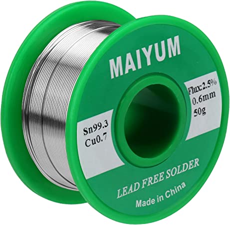 MAIYUM Lead Free Solder Wire with Rosin for Electrical Soldering (0.6mm 50g)