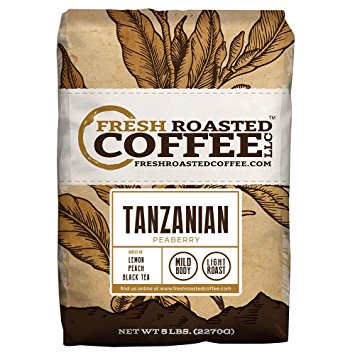 Tanzanian Peaberry, Whole Bean, Fresh Roasted Coffee LLC (5 lb.)