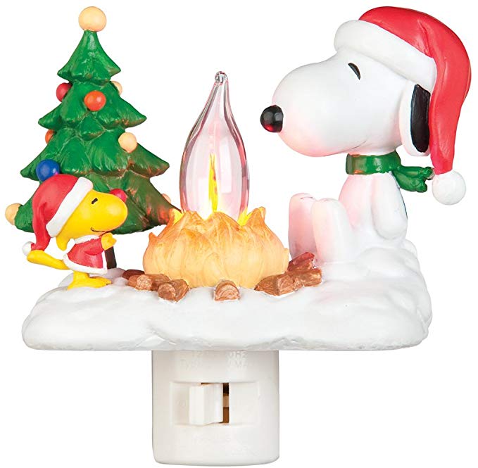 Snoopy By Camp Fire 4.5 Inch Polyresin Swivel Plug Flickering Night Light