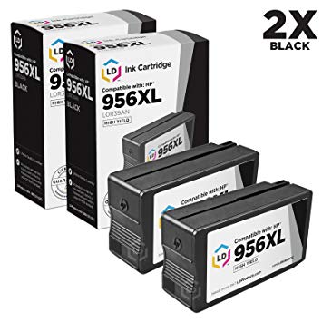 LD Compatible Replacement for HP 956XL L0R39AN Pack of 2 Extra High Yield Black Ink Cartridges for OfficeJet Pro 7720, 7730, 7740, 8200, 8700, 8725, 8735, 8736, 8740, 8745, 8746, 8747