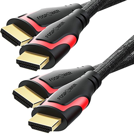 HDMI Cable - 1FT (2 Pack), FosPower 4K Latest Standard 2.0 HDMI Ready [UL Listed][Nylon Braided Cord] - Ultra High Speed 18Gbps - Supports 4K 2160p UHD 3D HDR 1080p (24K Gold Plated Connector)