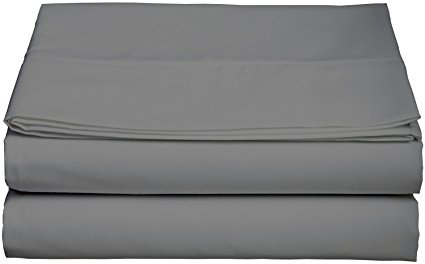 Queen Size Flat Sheet 1800 Thread Count Double Brushed Microfiber Top Sheet Only - Soft, Hypoallergenic, Wrinkle, Fade, Stain Resistant (Queen, Grey)