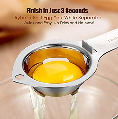 RYBACK Stainless Steel Egg White Yolk Filter Separator Cooking Tool Dishwasher Safe Chef Kitchen Gadget