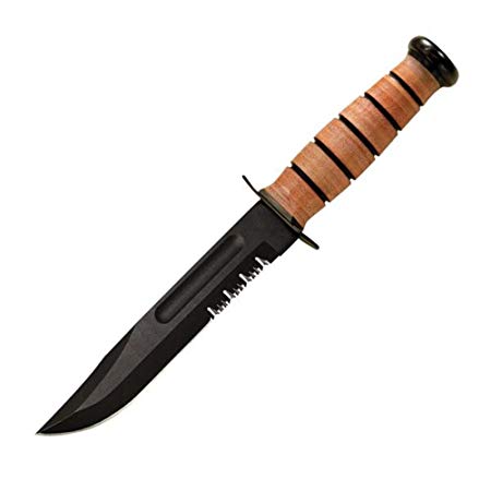 KA-BAR US Army, 7 in, Leather Handle, ComboEdge, Nylon Sheath