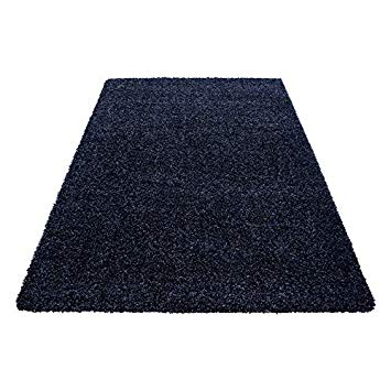 Carpetsale24 SMALL - EXTRA LARGE SIZE THICK MODERN PLAIN NON SHED SOFT SHAGGY RECTANGLE & ROUND, Size:200 cm Quadrat, Color:Navy