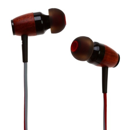 Symphonized DRM Premium Genuine Wood In-ear Noise-isolating Headphones with Mic RedGray