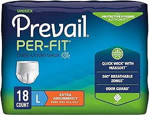 Prevail Per-Fit Extra Absorbency Incontinence Underwear, Large, 18 Count