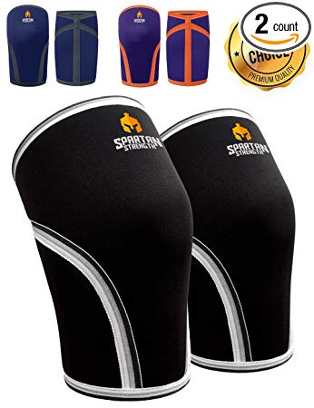 Spartan Strength Knee Sleeves (Pair) Support & Compression for Weightlifting, Powerlifting & Squats, Heavy Duty 7mm Neoprene