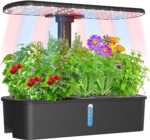 Yoocaa 12 Pods Upgrade Hydroponics Growing System, Compact Indoor Herb Garden with LED Grow Light, Adjustable Height, Smart Timer, Automatic Plant Germination Kit for Home Kitchen, IGS-61 (No Seeds)