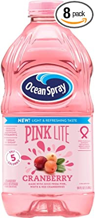 Ocean Spray Juice Drink, Pink Lite Cranberry, 64 Ounce (Pack of 8)